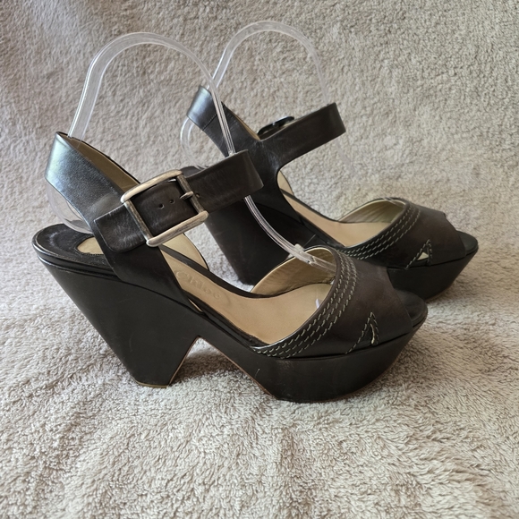 Vintage Chloé Chunky Heel Platform Brown Leather Sandals size 39 - Picture 7 of 16